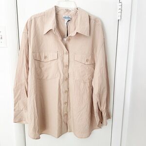 Future Collective x Reese Blutstein Oversized Button-Up Shirt Size 1X – Tan